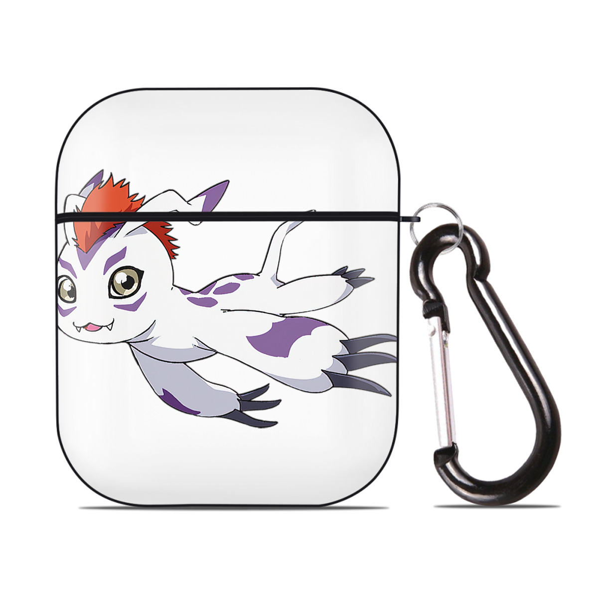 （画像用） Digimon デジタルモンスター/デジモン AirPods 第2世代保護ケース ハードシェル ブラック 耐衝撃・防指紋・カラビナ付き