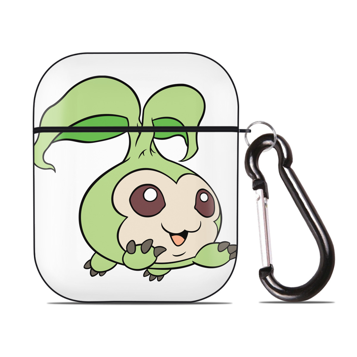 （画像用） Digimon デジタルモンスター/デジモン AirPods 第2世代保護ケース ハードシェル ブラック 耐衝撃・防指紋・カラビナ付き