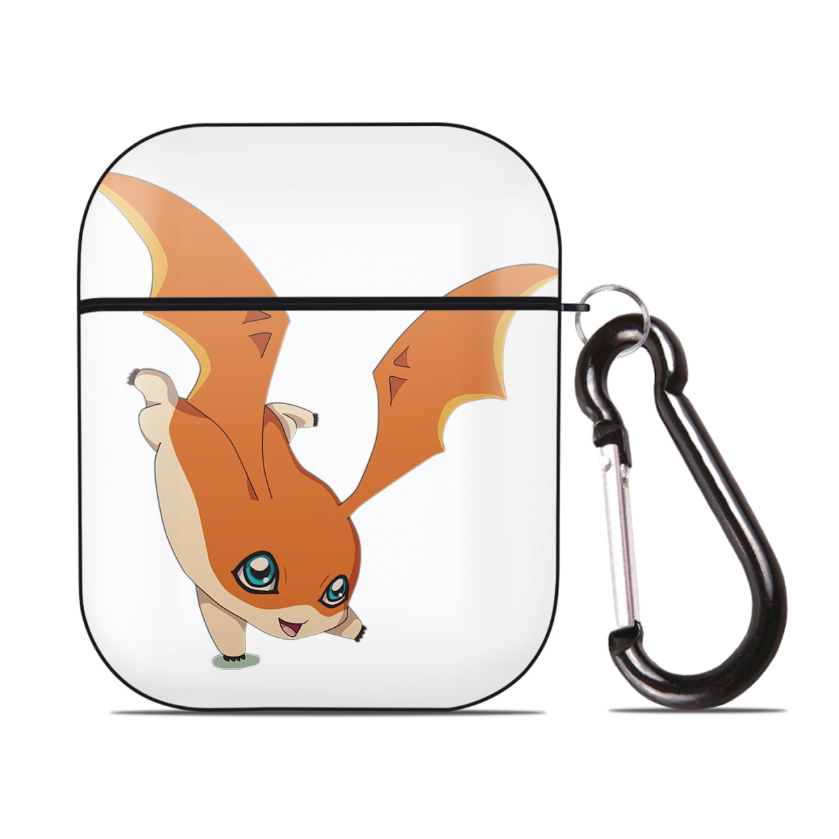（画像用） Digimon デジタルモンスター/デジモン AirPods 第2世代保護ケース ハードシェル ブラック 耐衝撃・防指紋・カラビナ付き