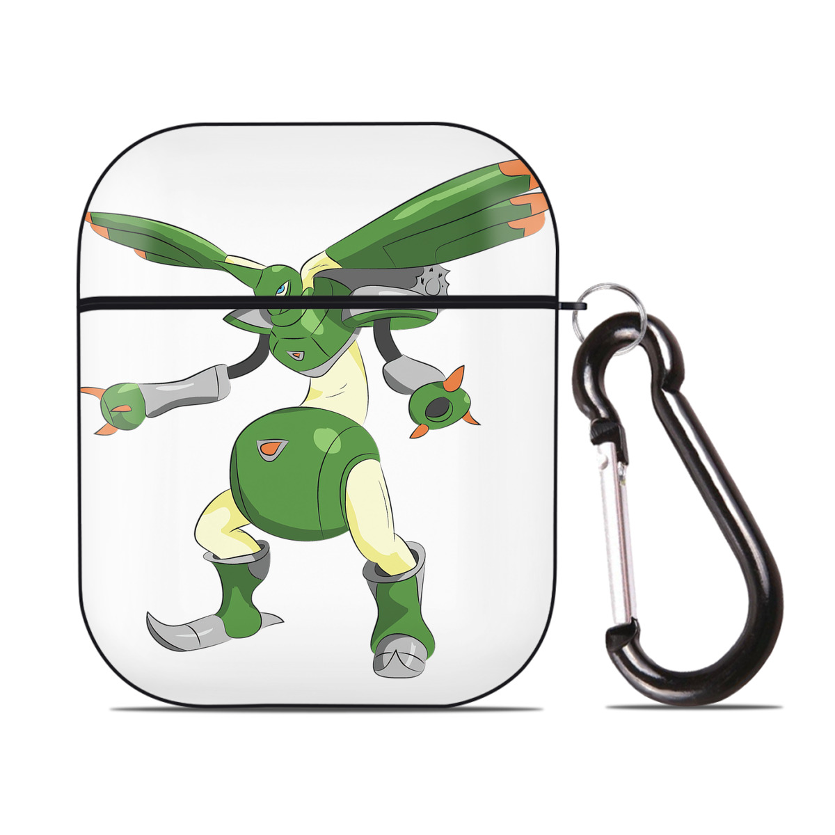 （画像用） Digimon デジタルモンスター/デジモン AirPods 第2世代保護ケース ハードシェル ブラック 耐衝撃・防指紋・カラビナ付き