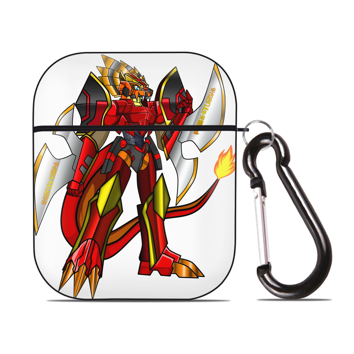 （画像用） Digimon デジタルモンスター/デジモン AirPods 第2世代保護ケース ハードシェル ブラック 耐衝撃・防指紋・カラビナ付き