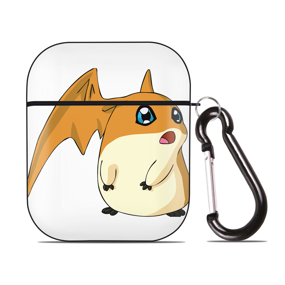 （画像用） Digimon デジタルモンスター/デジモン AirPods 第2世代保護ケース ハードシェル ブラック 耐衝撃・防指紋・カラビナ付き