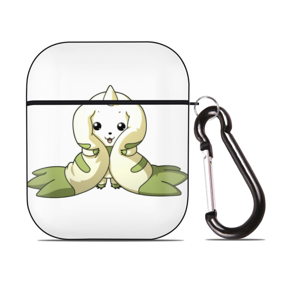 （画像用） Digimon デジタルモンスター/デジモン AirPods 第2世代保護ケース ハードシェル ブラック 耐衝撃・防指紋・カラビナ付き