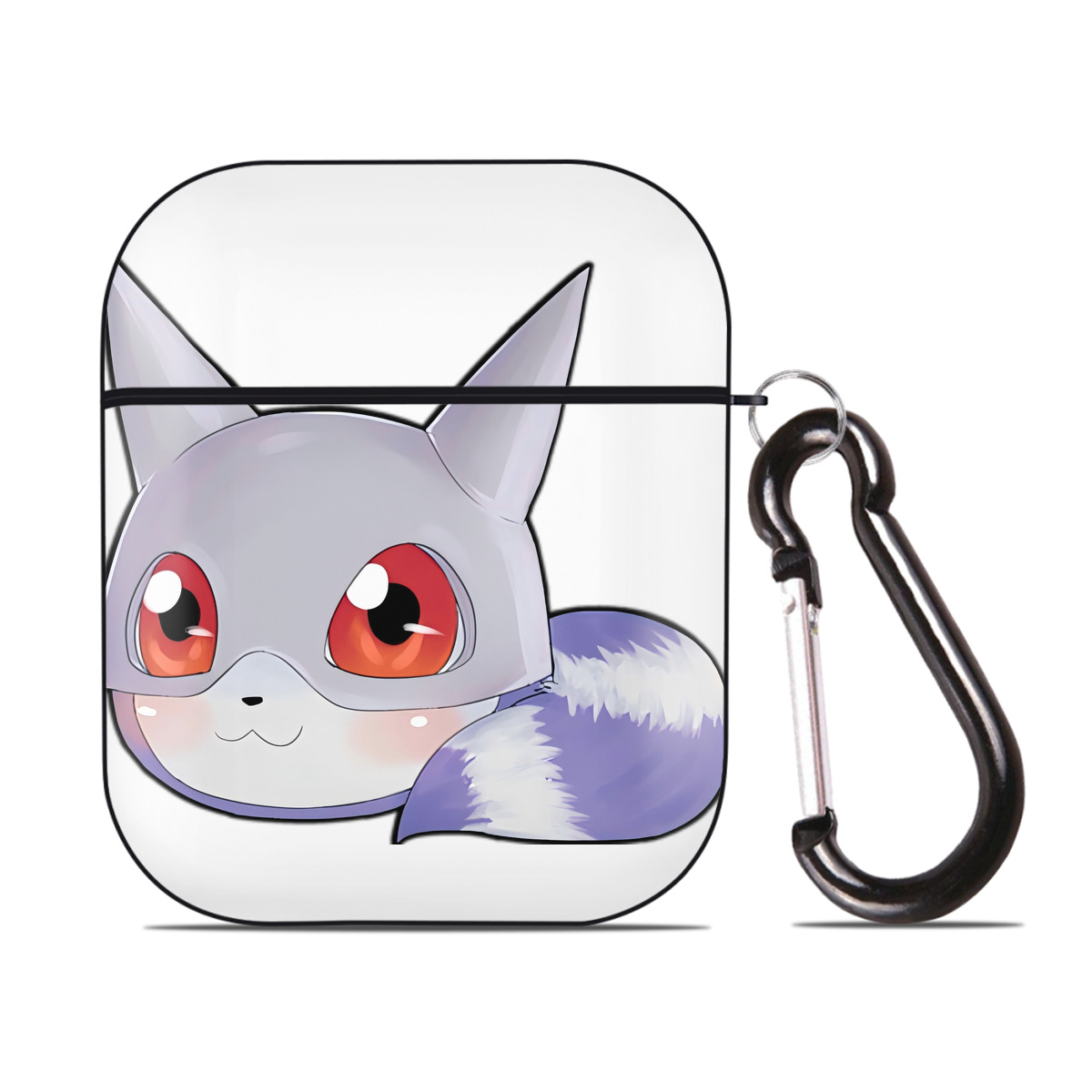 （画像用） Digimon デジタルモンスター/デジモン AirPods 第2世代保護ケース ハードシェル ブラック 耐衝撃・防指紋・カラビナ付き