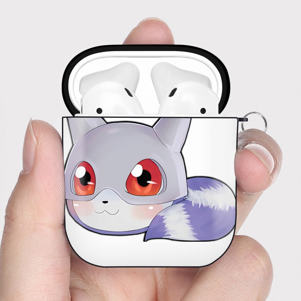 （画像用） Digimon デジタルモンスター/デジモン AirPods 第2世代保護ケース ハードシェル ブラック 耐衝撃・防指紋・カラビナ付き
