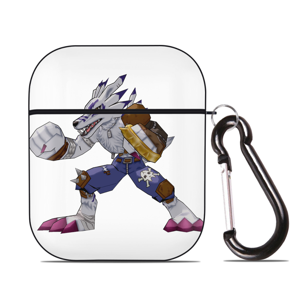 （画像用） Digimon デジタルモンスター/デジモン AirPods 第2世代保護ケース ハードシェル ブラック 耐衝撃・防指紋・カラビナ付き