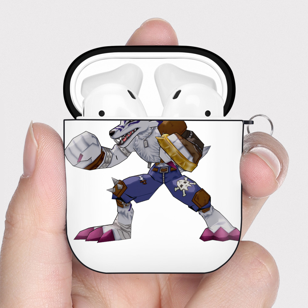 （画像用） Digimon デジタルモンスター/デジモン AirPods 第2世代保護ケース ハードシェル ブラック 耐衝撃・防指紋・カラビナ付き