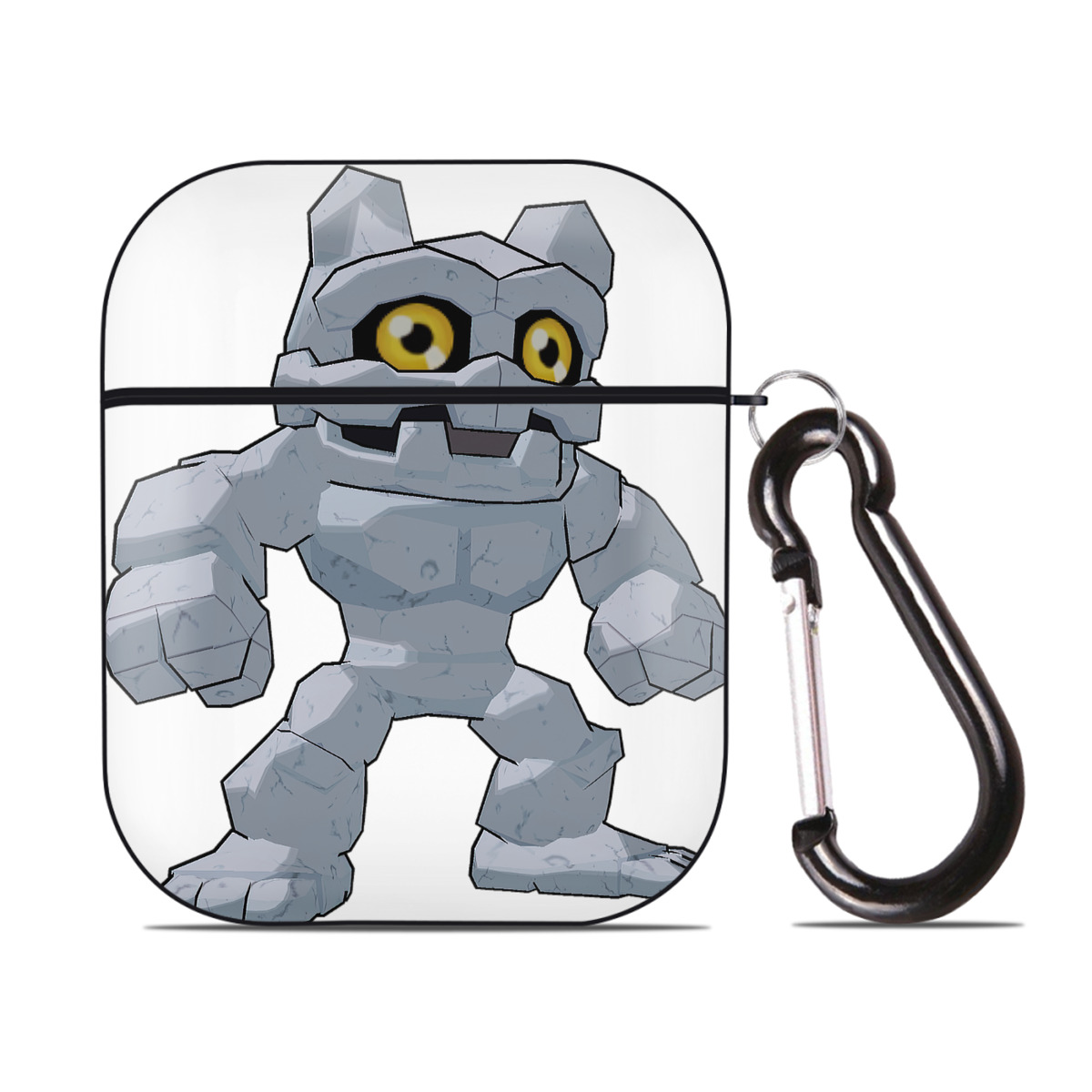 （画像用） Digimon デジタルモンスター/デジモン AirPods 第2世代保護ケース ハードシェル ブラック 耐衝撃・防指紋・カラビナ付き