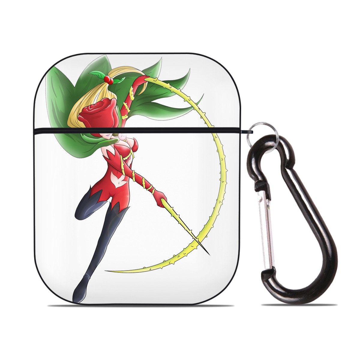 （画像用） Digimon デジタルモンスター/デジモン AirPods 第2世代保護ケース ハードシェル ブラック 耐衝撃・防指紋・カラビナ付き