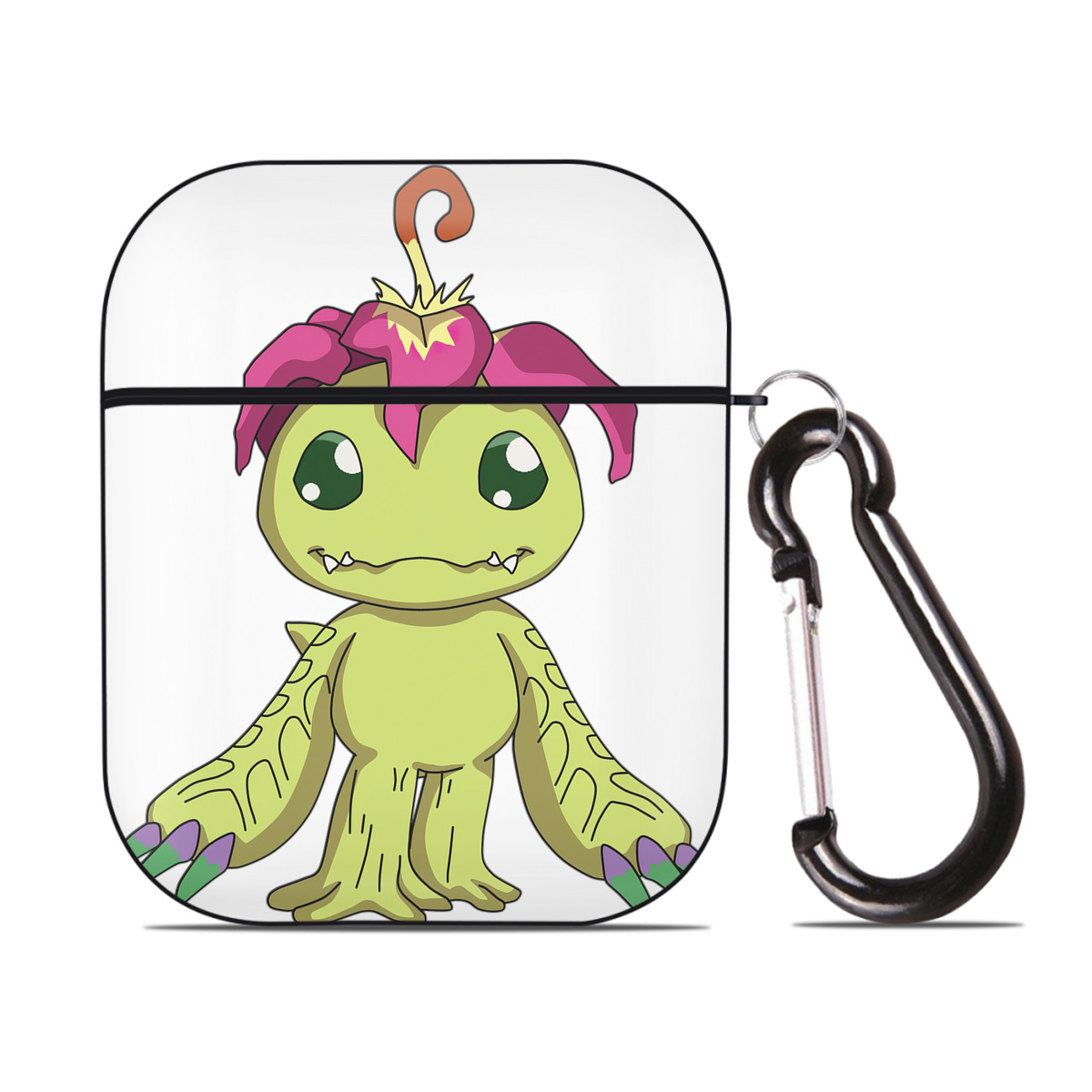 （画像用） Digimon デジタルモンスター/デジモン AirPods 第2世代保護ケース ハードシェル ブラック 耐衝撃・防指紋・カラビナ付き