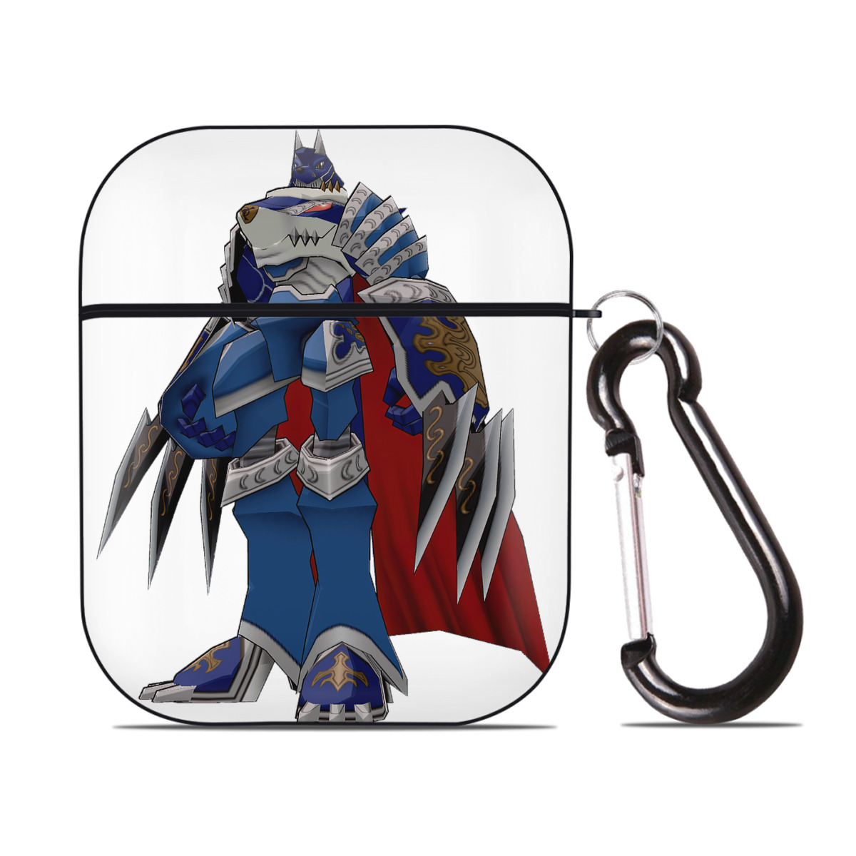 （画像用） Digimon デジタルモンスター/デジモン AirPods 第2世代保護ケース ハードシェル ブラック 耐衝撃・防指紋・カラビナ付き