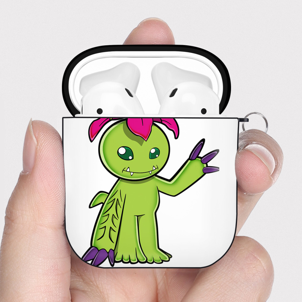 （画像用） Digimon デジタルモンスター/デジモン AirPods 第2世代保護ケース ハードシェル ブラック 耐衝撃・防指紋・カラビナ付き