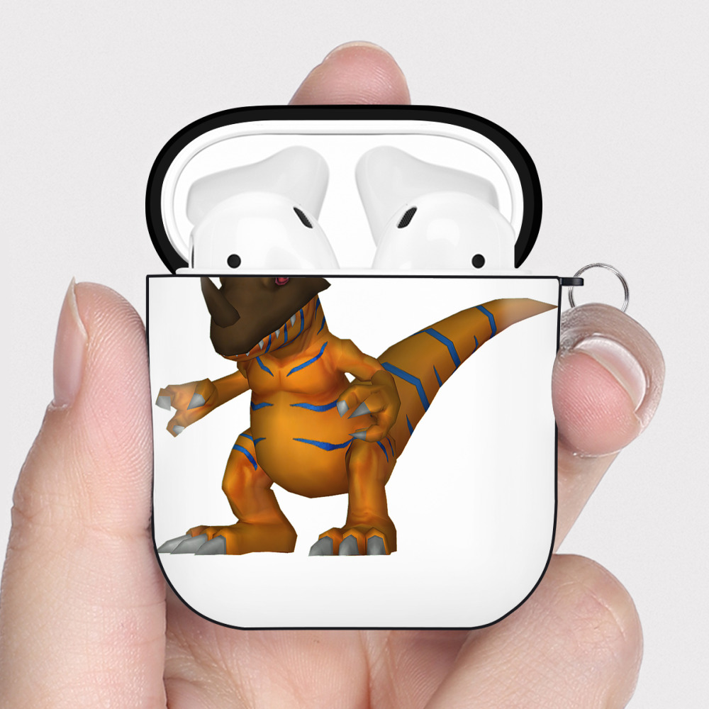 （画像用） Digimon デジタルモンスター/デジモン AirPods 第2世代保護ケース ハードシェル ブラック 耐衝撃・防指紋・カラビナ付き