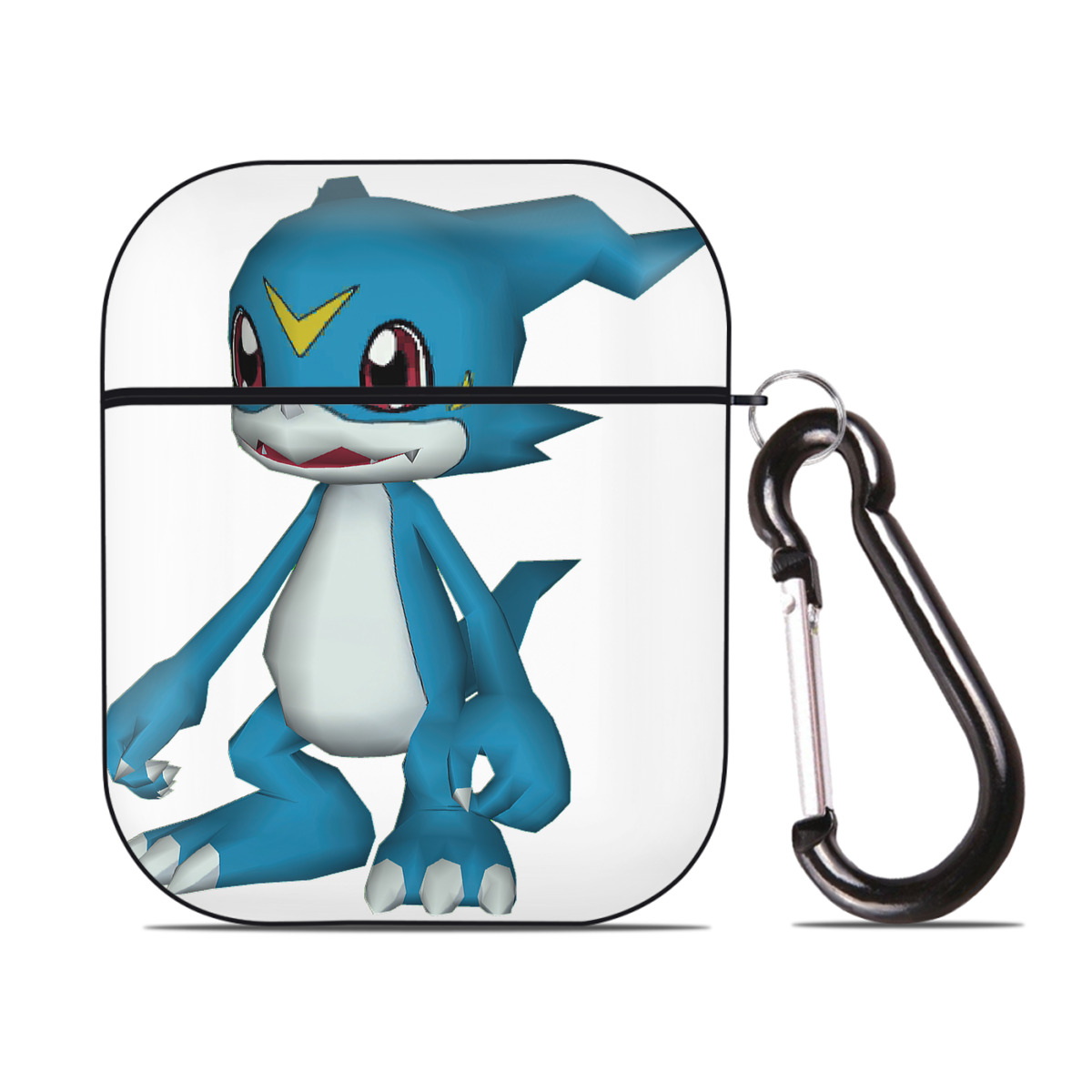 （画像用） Digimon デジタルモンスター/デジモン AirPods 第2世代保護ケース ハードシェル ブラック 耐衝撃・防指紋・カラビナ付き