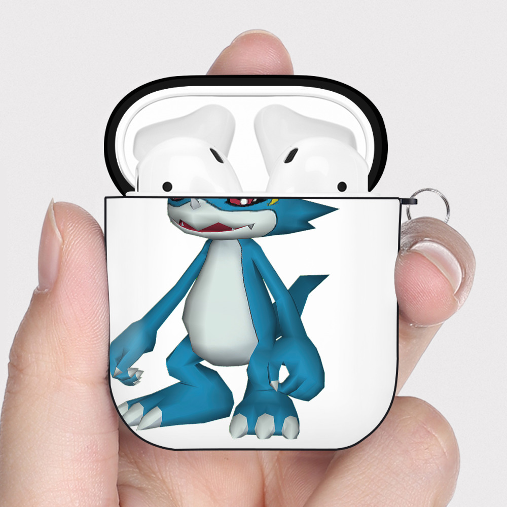 （画像用） Digimon デジタルモンスター/デジモン AirPods 第2世代保護ケース ハードシェル ブラック 耐衝撃・防指紋・カラビナ付き