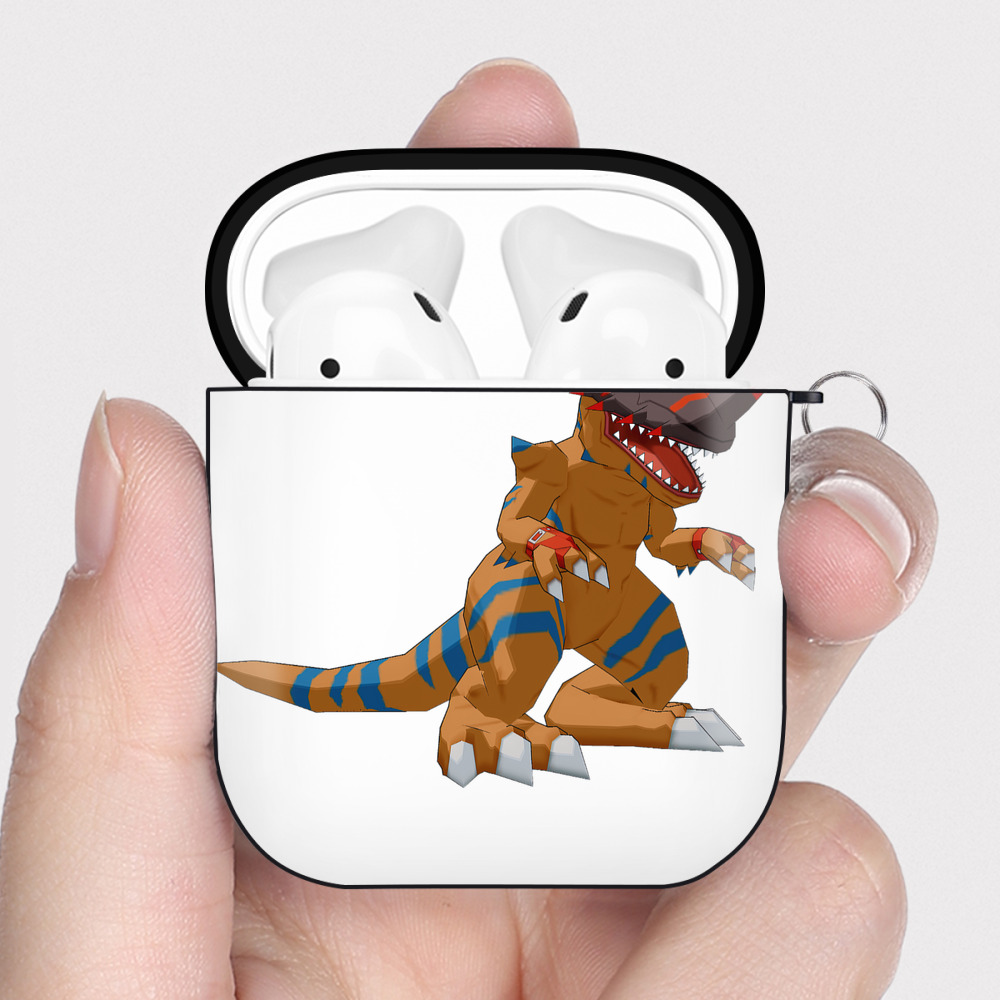 （画像用） Digimon デジタルモンスター/デジモン AirPods 第2世代保護ケース ハードシェル ブラック 耐衝撃・防指紋・カラビナ付き