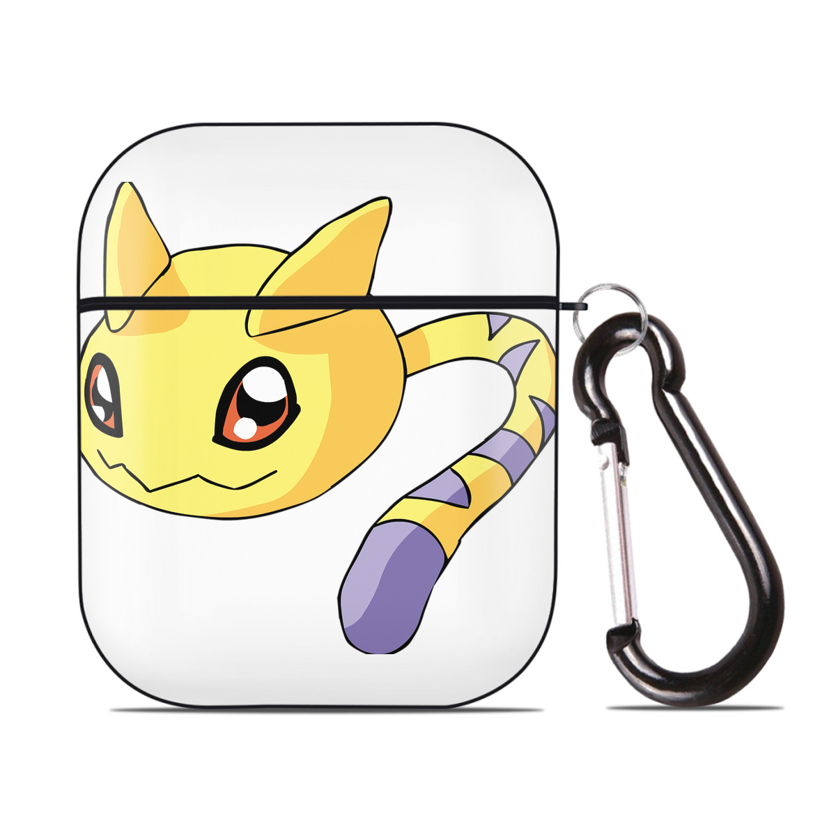 （画像用） Digimon デジタルモンスター/デジモン AirPods 第2世代保護ケース ハードシェル ブラック 耐衝撃・防指紋・カラビナ付き