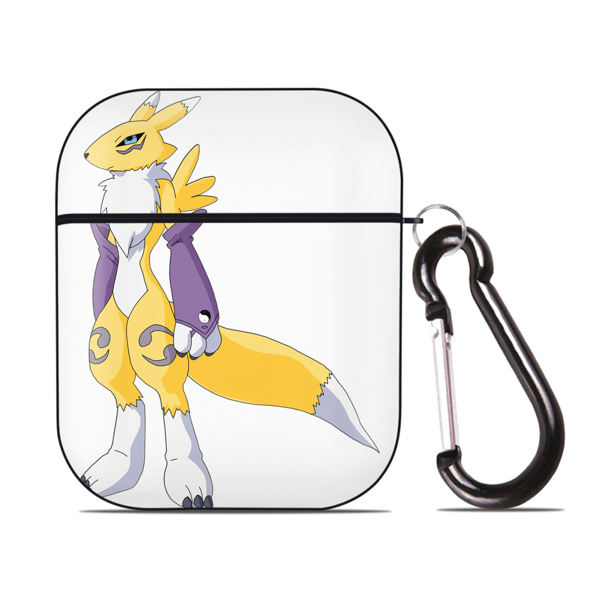 （画像用） Digimon デジタルモンスター/デジモン AirPods 第2世代保護ケース ハードシェル ブラック 耐衝撃・防指紋・カラビナ付き