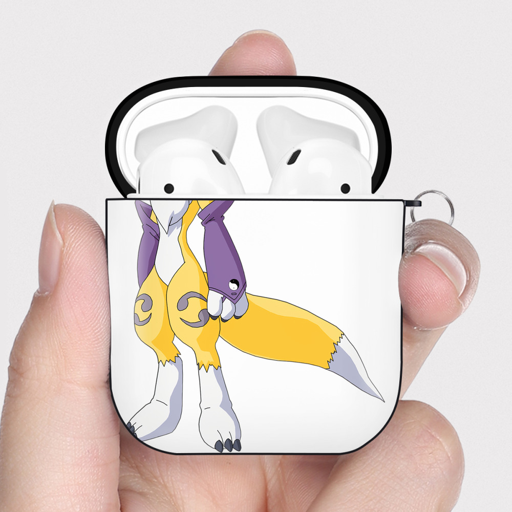 （画像用） Digimon デジタルモンスター/デジモン AirPods 第2世代保護ケース ハードシェル ブラック 耐衝撃・防指紋・カラビナ付き