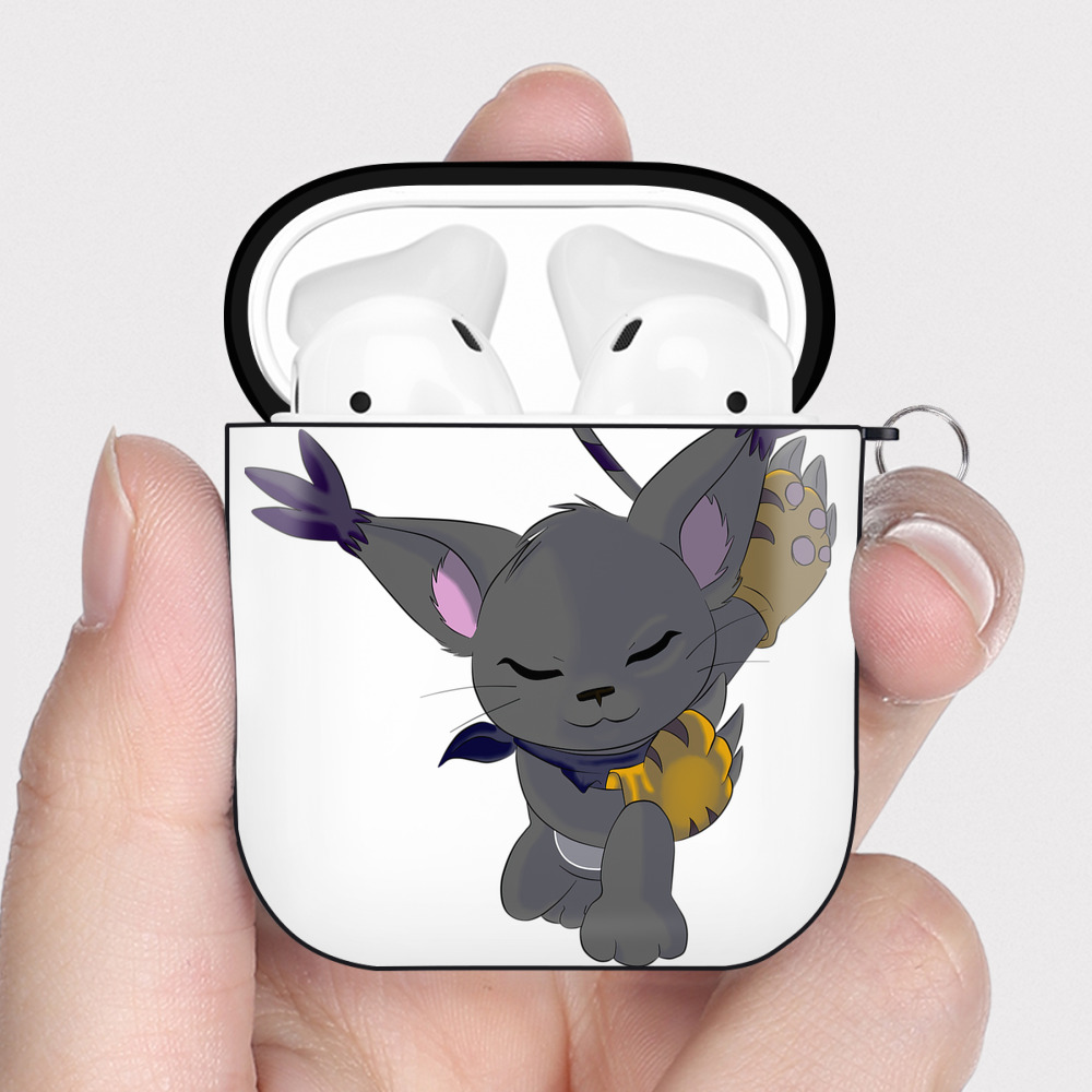 （画像用） Digimon デジタルモンスター/デジモン AirPods 第2世代保護ケース ハードシェル ブラック 耐衝撃・防指紋・カラビナ付き