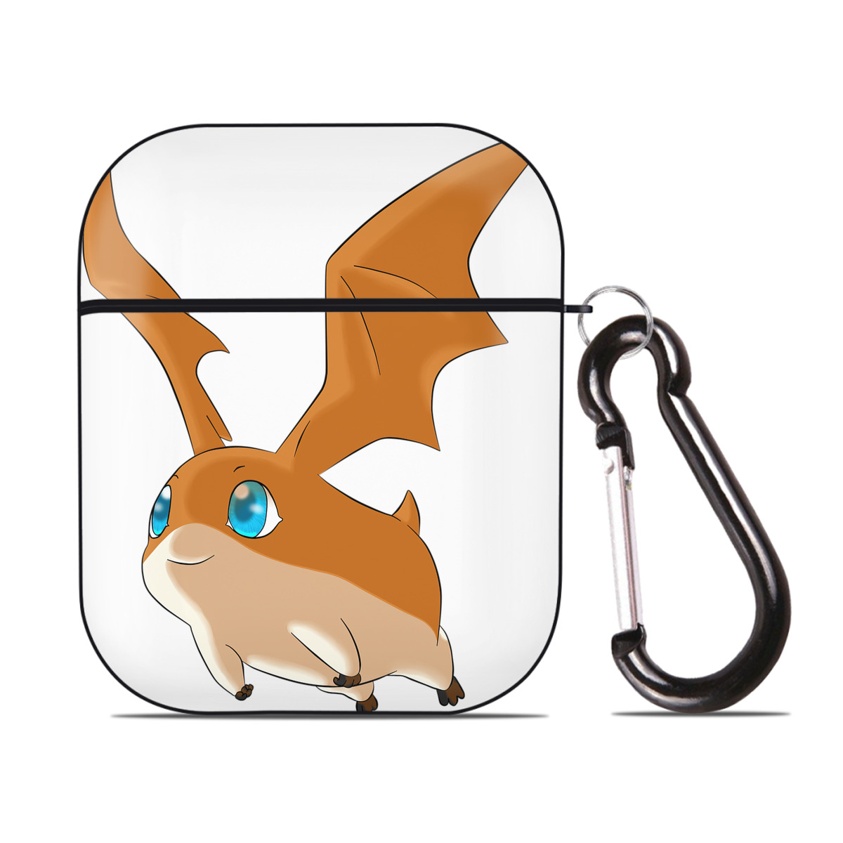 （画像用） Digimon デジタルモンスター/デジモン AirPods 第2世代保護ケース ハードシェル ブラック 耐衝撃・防指紋・カラビナ付き