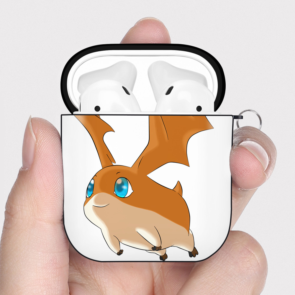 （画像用） Digimon デジタルモンスター/デジモン AirPods 第2世代保護ケース ハードシェル ブラック 耐衝撃・防指紋・カラビナ付き