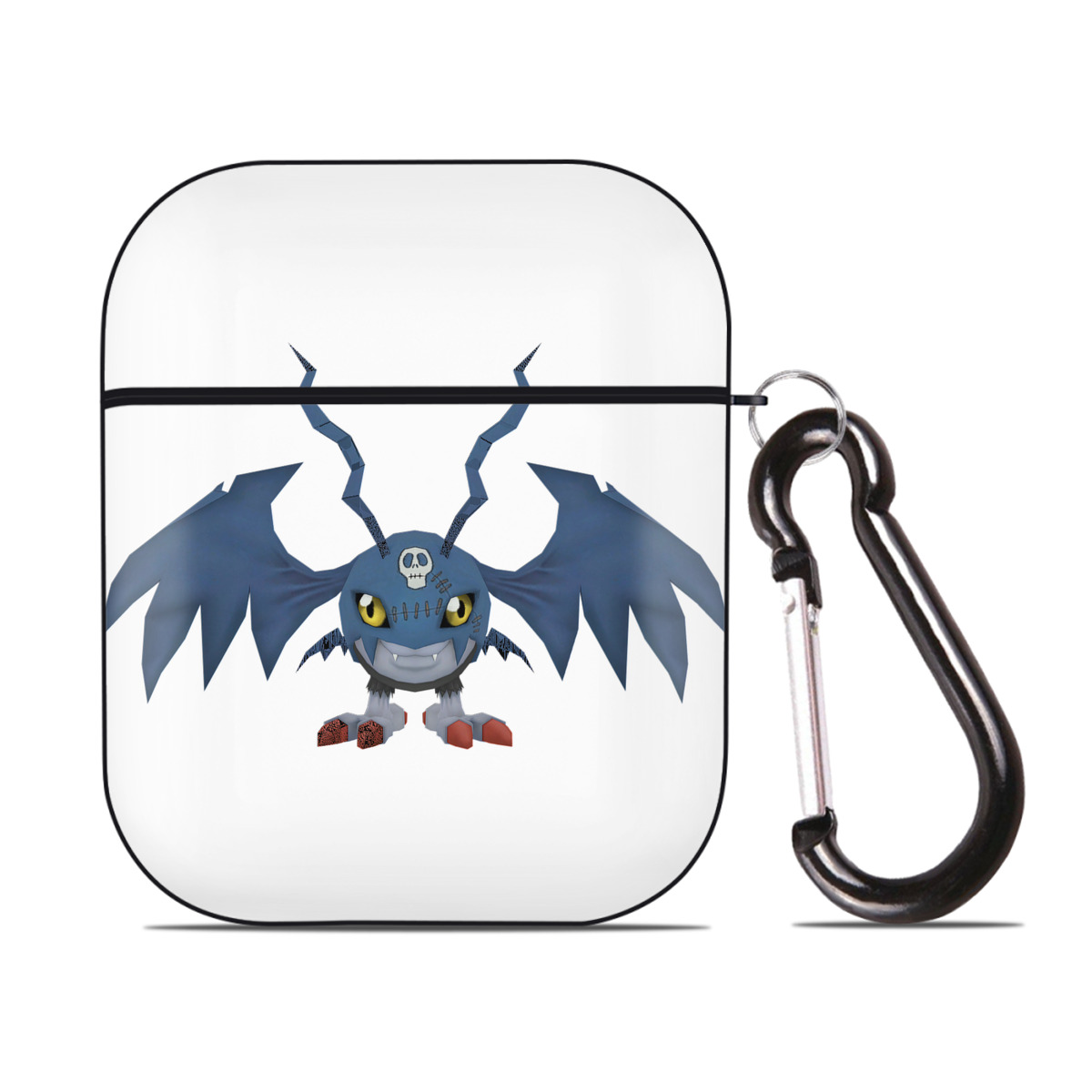 （画像用） Digimon デジタルモンスター/デジモン AirPods 第2世代保護ケース ハードシェル ブラック 耐衝撃・防指紋・カラビナ付き