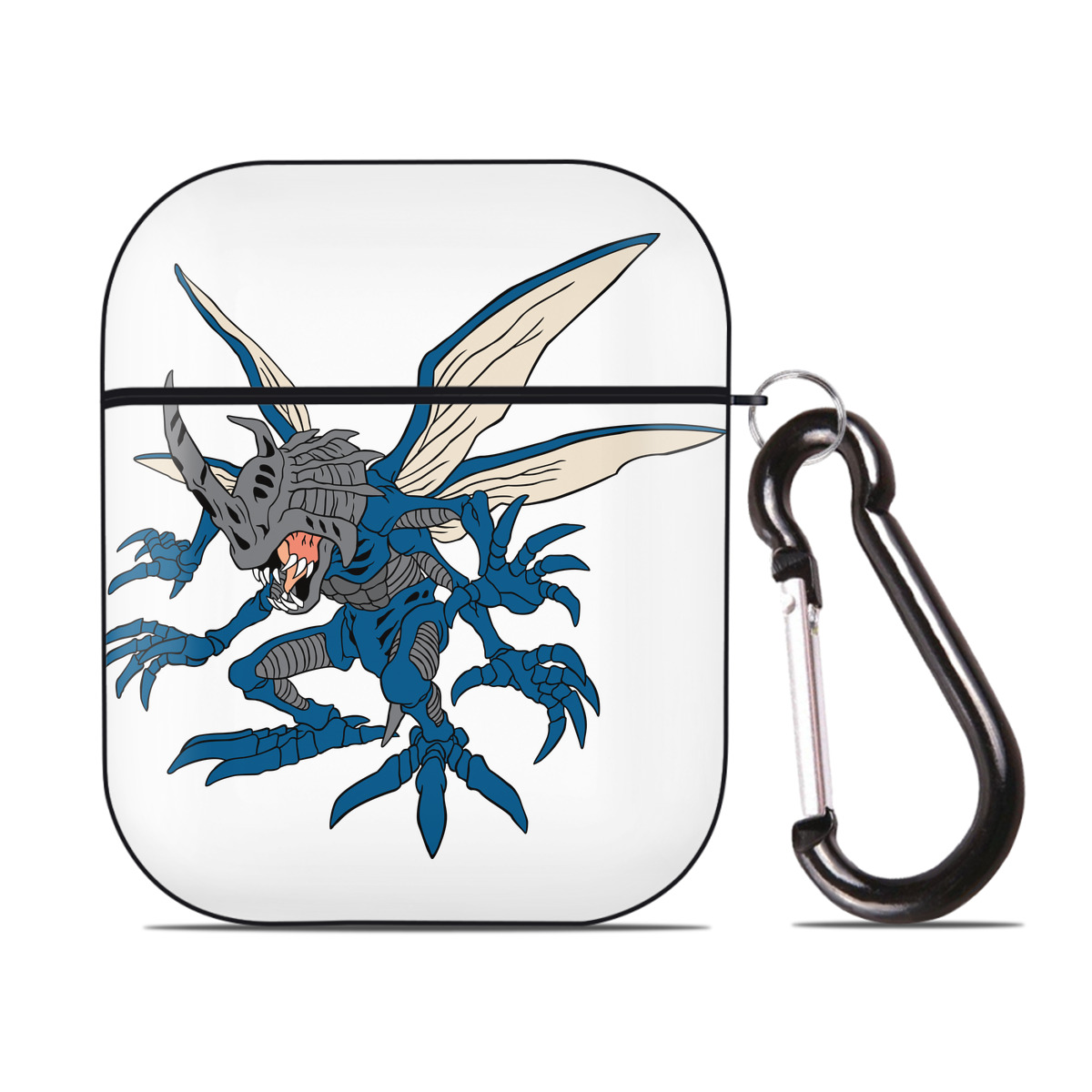 （画像用） Digimon デジタルモンスター/デジモン AirPods 第2世代保護ケース ハードシェル ブラック 耐衝撃・防指紋・カラビナ付き