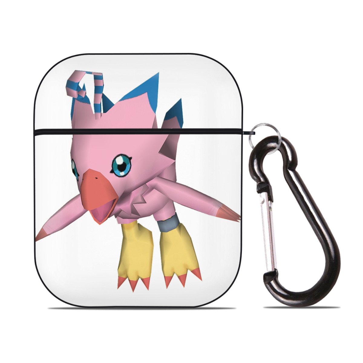 （画像用） Digimon デジタルモンスター/デジモン AirPods 第2世代保護ケース ハードシェル ブラック 耐衝撃・防指紋・カラビナ付き