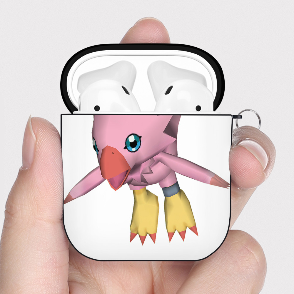 （画像用） Digimon デジタルモンスター/デジモン AirPods 第2世代保護ケース ハードシェル ブラック 耐衝撃・防指紋・カラビナ付き