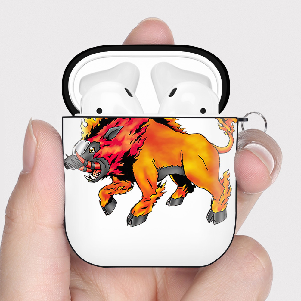 （画像用） Digimon デジタルモンスター/デジモン AirPods 第2世代保護ケース ハードシェル ブラック 耐衝撃・防指紋・カラビナ付き