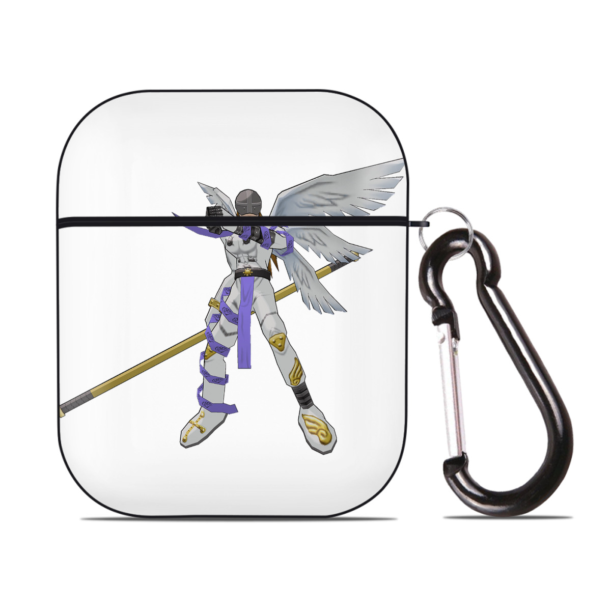 （画像用） Digimon デジタルモンスター/デジモン AirPods 第2世代保護ケース ハードシェル ブラック 耐衝撃・防指紋・カラビナ付き