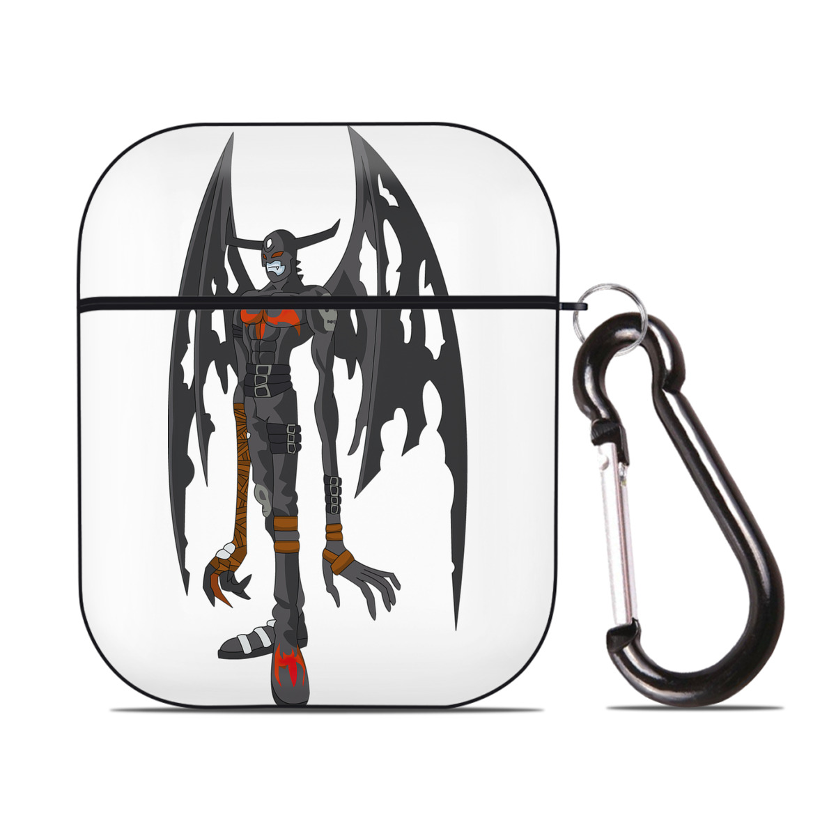 （画像用） Digimon デジタルモンスター/デジモン AirPods 第2世代保護ケース ハードシェル ブラック 耐衝撃・防指紋・カラビナ付き