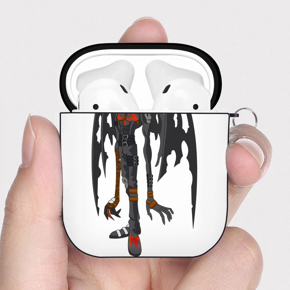 （画像用） Digimon デジタルモンスター/デジモン AirPods 第2世代保護ケース ハードシェル ブラック 耐衝撃・防指紋・カラビナ付き