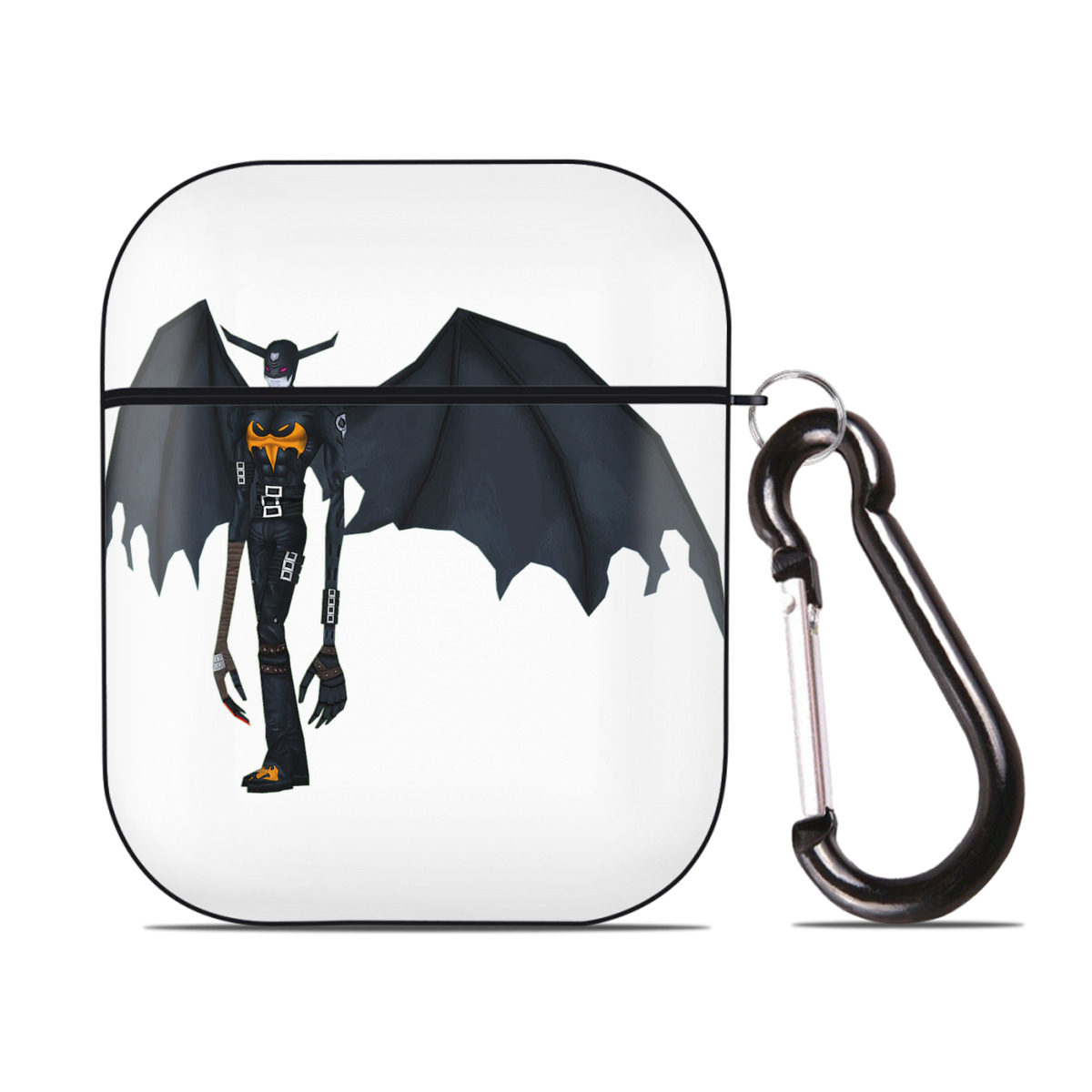 （画像用） Digimon デジタルモンスター/デジモン AirPods 第2世代保護ケース ハードシェル ブラック 耐衝撃・防指紋・カラビナ付き