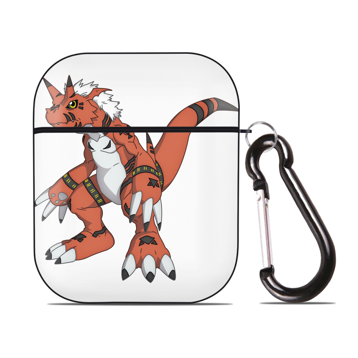 （画像用） Digimon デジタルモンスター/デジモン AirPods 第2世代保護ケース ハードシェル ブラック 耐衝撃・防指紋・カラビナ付き