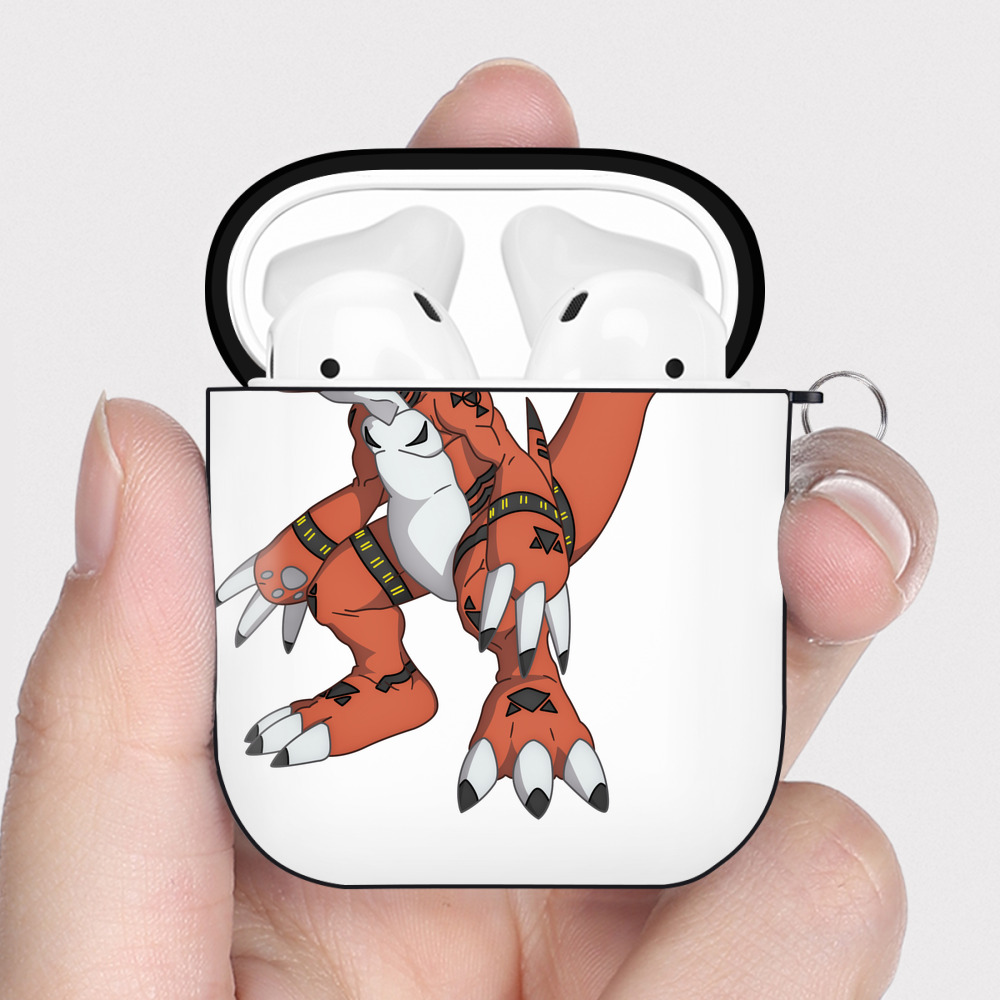 （画像用） Digimon デジタルモンスター/デジモン AirPods 第2世代保護ケース ハードシェル ブラック 耐衝撃・防指紋・カラビナ付き