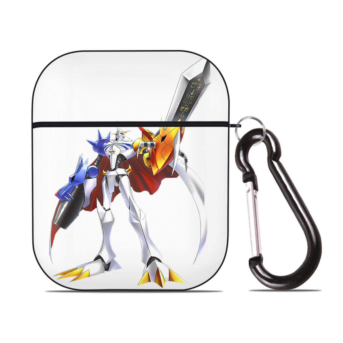 （画像用） Digimon デジタルモンスター/デジモン AirPods 第2世代保護ケース ハードシェル ブラック 耐衝撃・防指紋・カラビナ付き