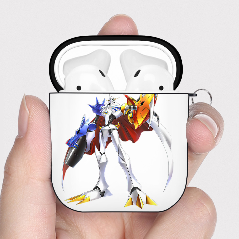 （画像用） Digimon デジタルモンスター/デジモン AirPods 第2世代保護ケース ハードシェル ブラック 耐衝撃・防指紋・カラビナ付き