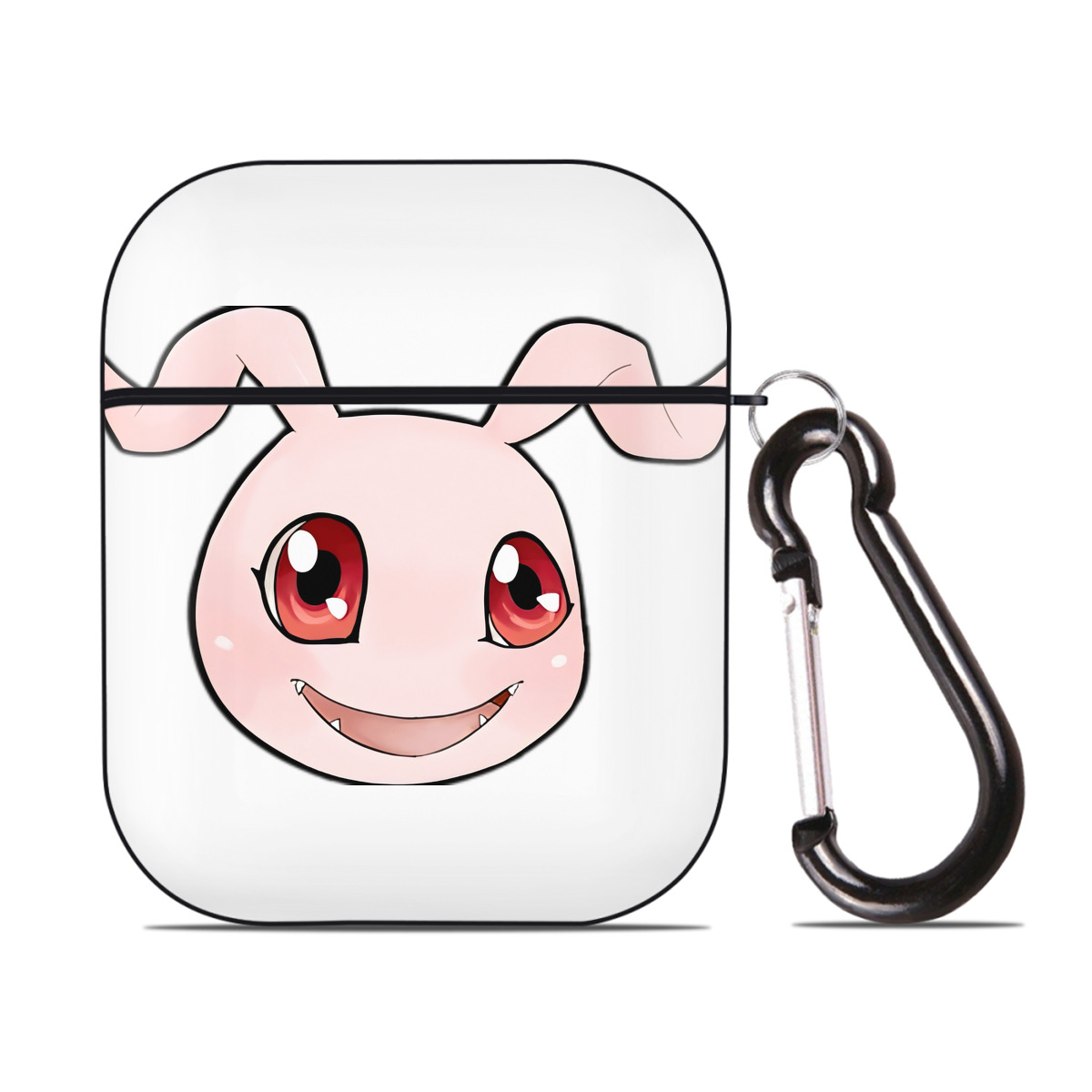 （画像用） Digimon デジタルモンスター/デジモン AirPods 第2世代保護ケース ハードシェル ブラック 耐衝撃・防指紋・カラビナ付き