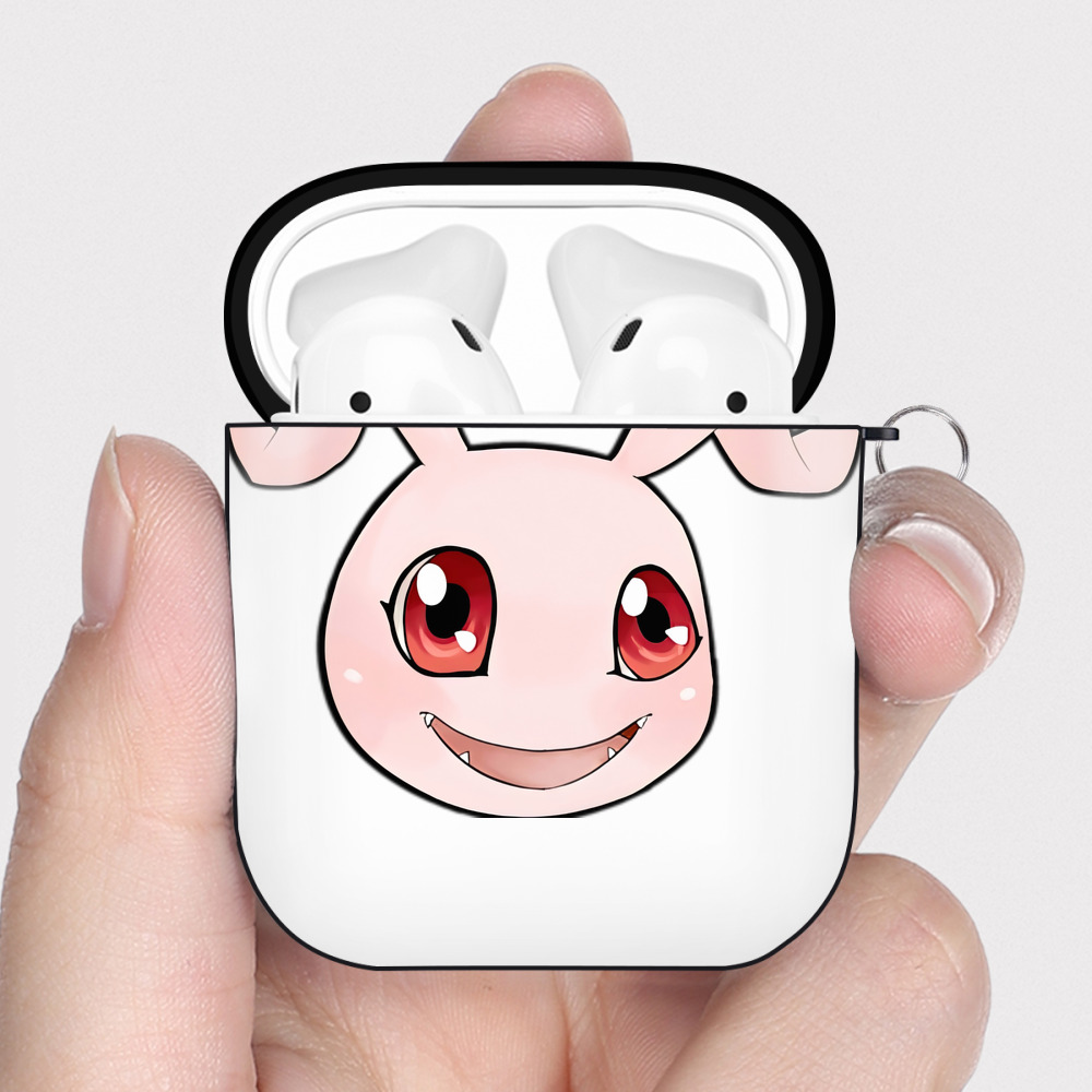 （画像用） Digimon デジタルモンスター/デジモン AirPods 第2世代保護ケース ハードシェル ブラック 耐衝撃・防指紋・カラビナ付き