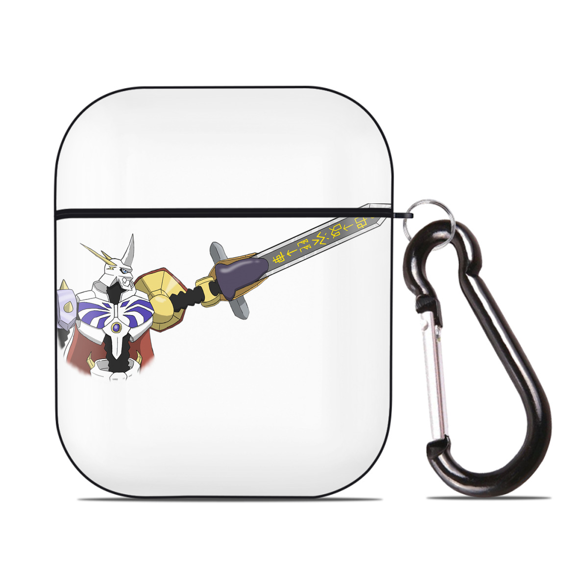 （画像用） Digimon デジタルモンスター/デジモン AirPods 第2世代保護ケース ハードシェル ブラック 耐衝撃・防指紋・カラビナ付き