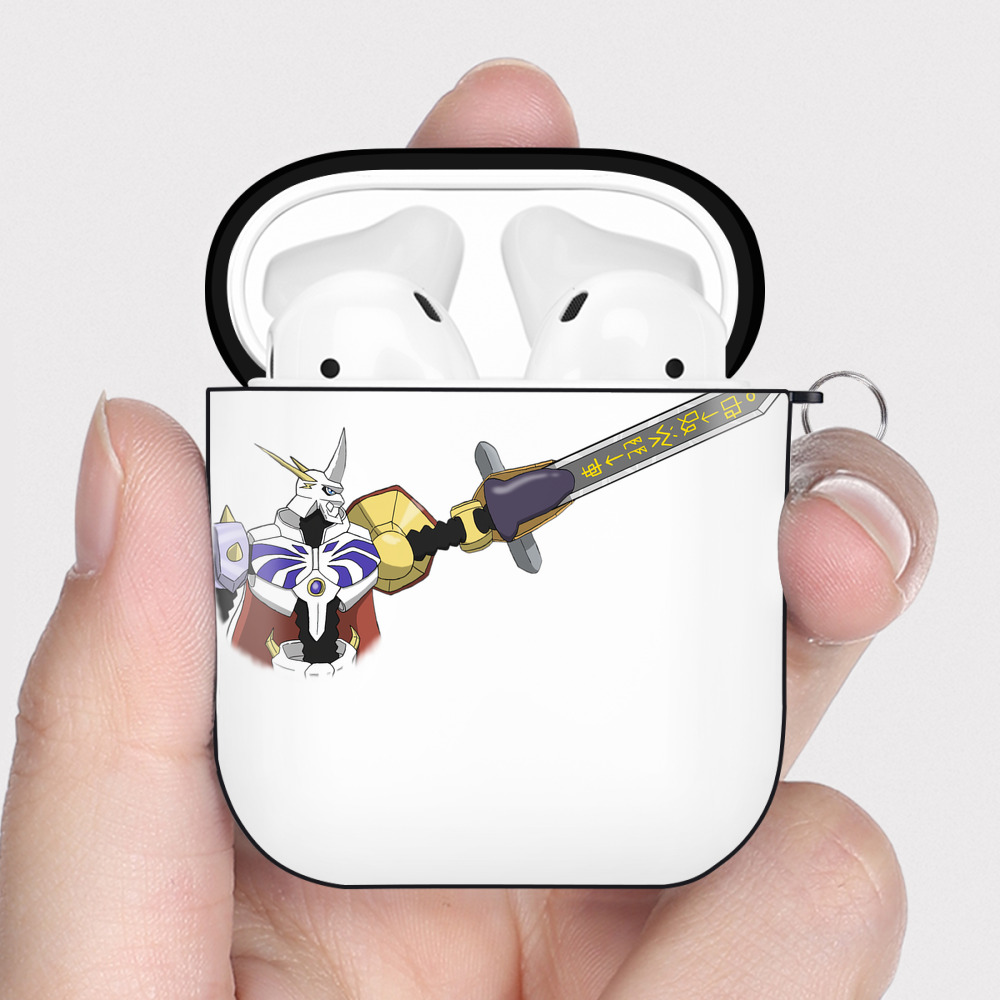 （画像用） Digimon デジタルモンスター/デジモン AirPods 第2世代保護ケース ハードシェル ブラック 耐衝撃・防指紋・カラビナ付き