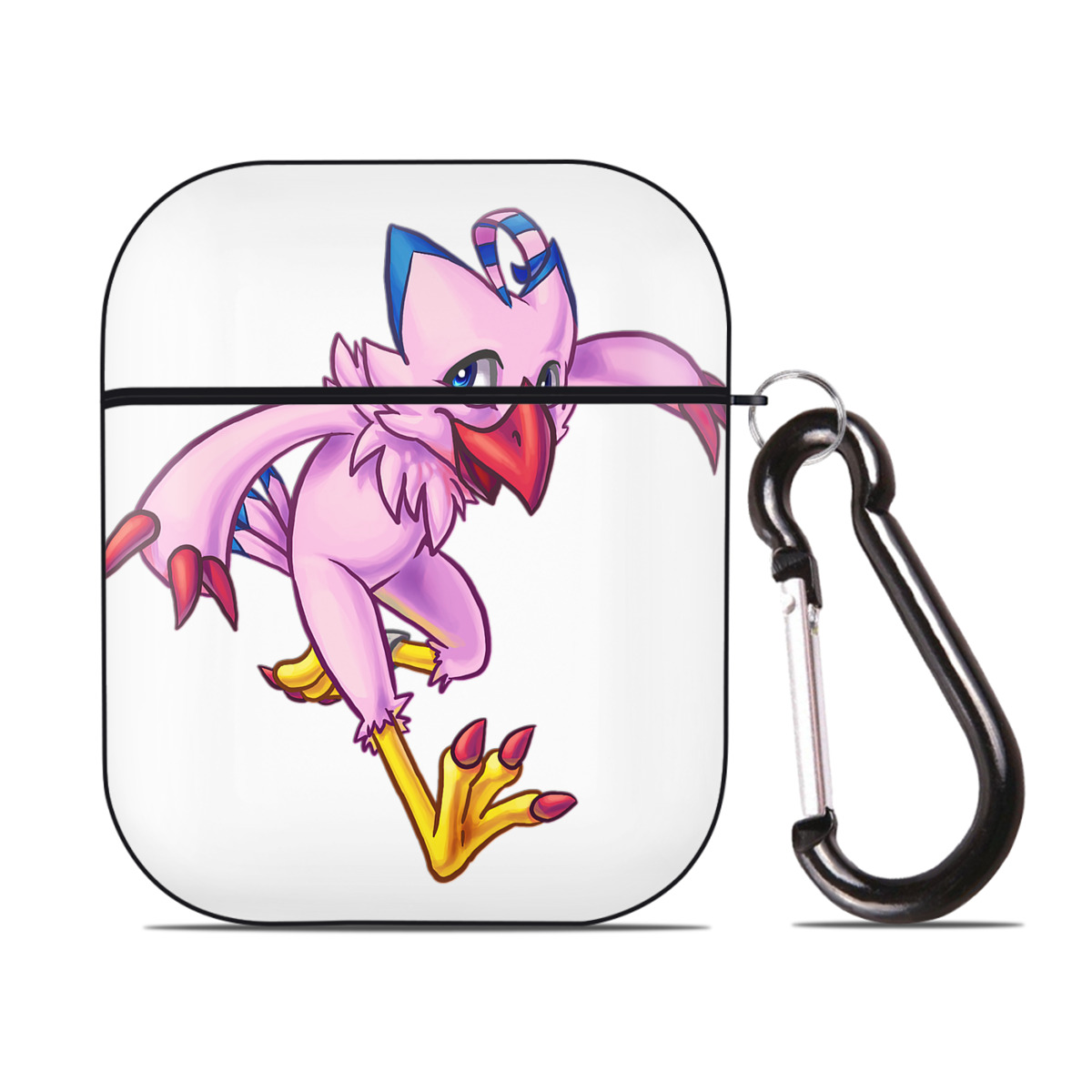（画像用） Digimon デジタルモンスター/デジモン AirPods 第2世代保護ケース ハードシェル ブラック 耐衝撃・防指紋・カラビナ付き