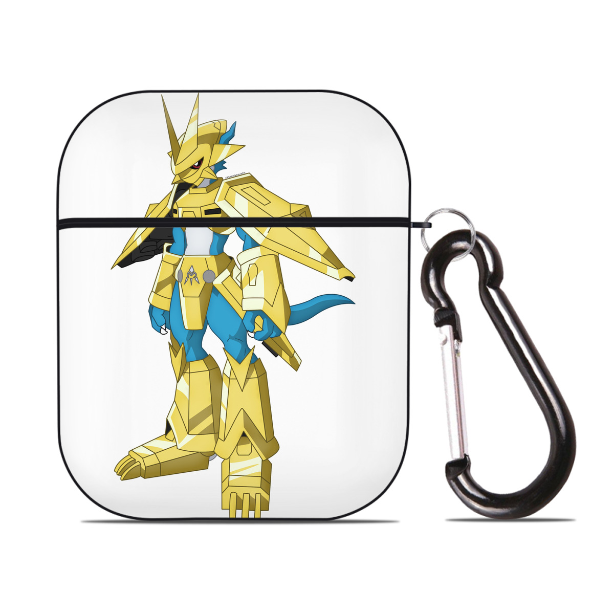 （画像用） Digimon デジタルモンスター/デジモン AirPods 第2世代保護ケース ハードシェル ブラック 耐衝撃・防指紋・カラビナ付き