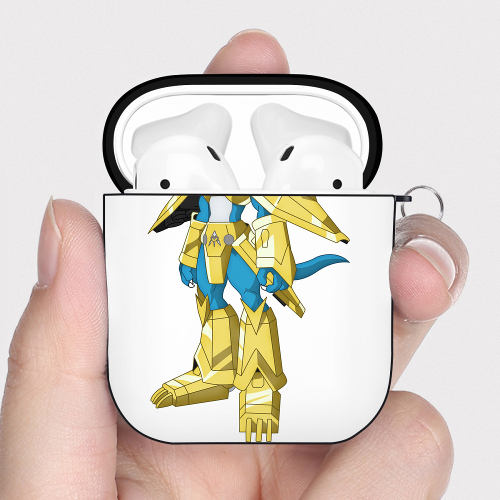 （画像用） Digimon デジタルモンスター/デジモン AirPods 第2世代保護ケース ハードシェル ブラック 耐衝撃・防指紋・カラビナ付き