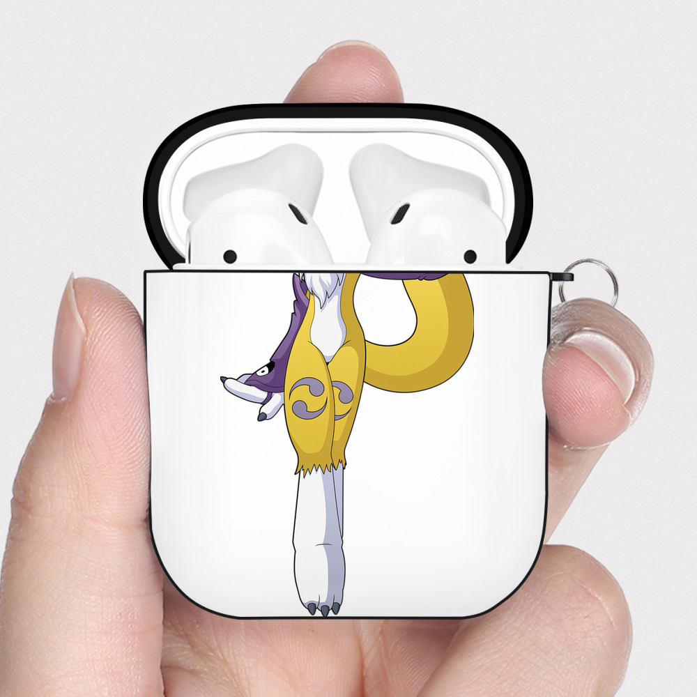 （画像用） Digimon デジタルモンスター/デジモン AirPods 第2世代保護ケース ハードシェル ブラック 耐衝撃・防指紋・カラビナ付き