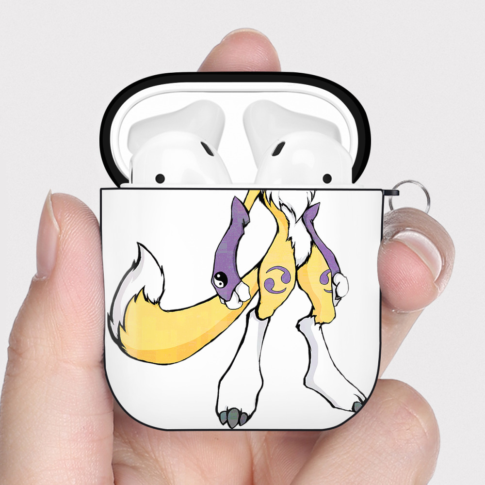 （画像用） Digimon デジタルモンスター/デジモン AirPods 第2世代保護ケース ハードシェル ブラック 耐衝撃・防指紋・カラビナ付き