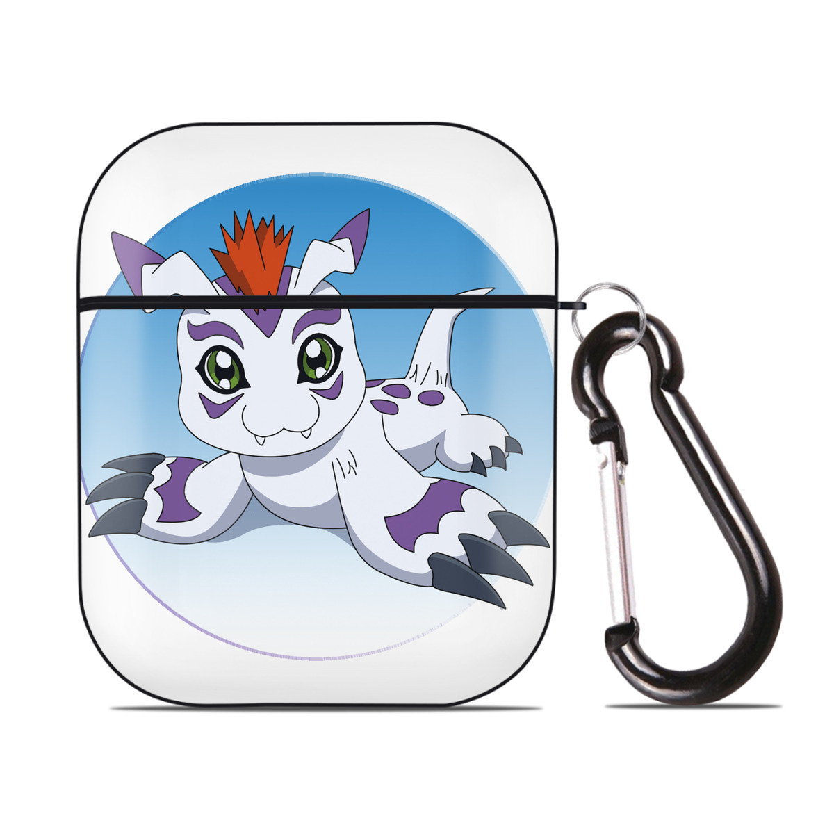 （画像用） Digimon デジタルモンスター/デジモン AirPods 第2世代保護ケース ハードシェル ブラック 耐衝撃・防指紋・カラビナ付き