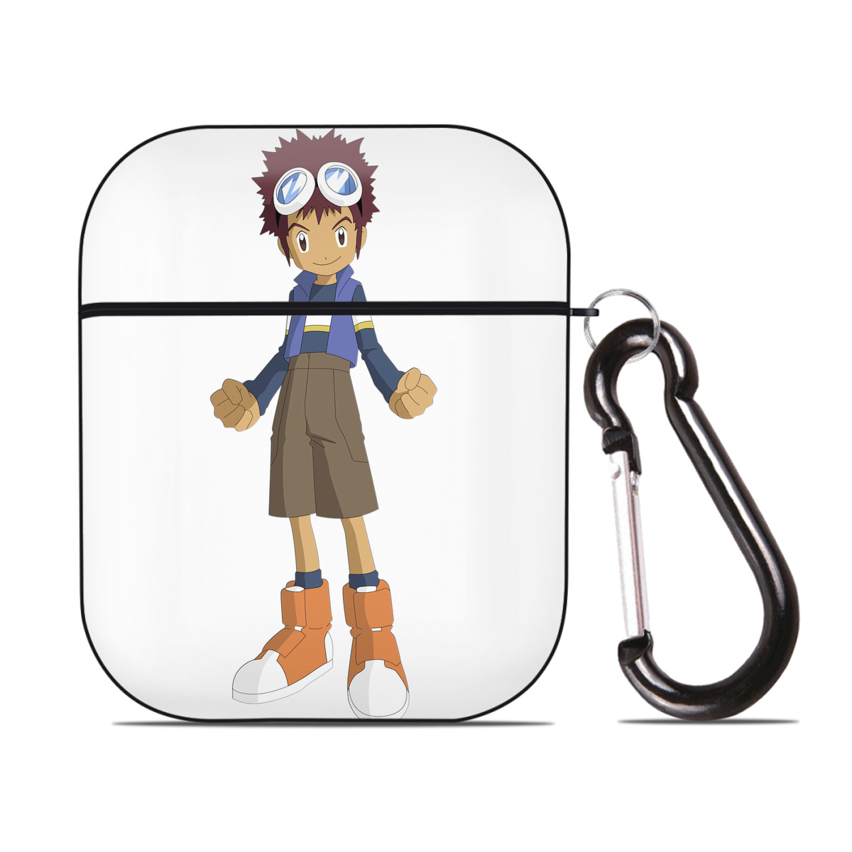 （画像用） Digimon デジタルモンスター/デジモン AirPods 第2世代保護ケース ハードシェル ブラック 耐衝撃・防指紋・カラビナ付き